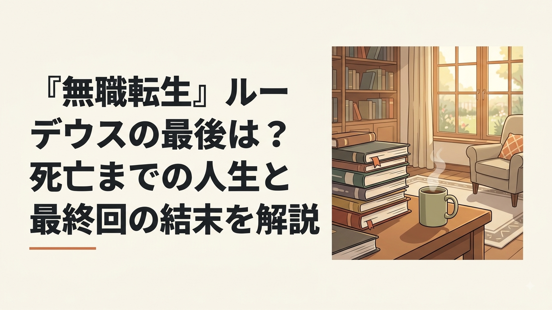 老年期のルーデウスが白い部屋でヒトガミと向き合う静かな最終話のワンシーン