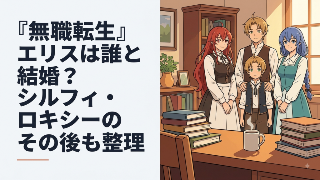 グレイラット家の3人の妻とルーデウスが並ぶ穏やかな家族の情景