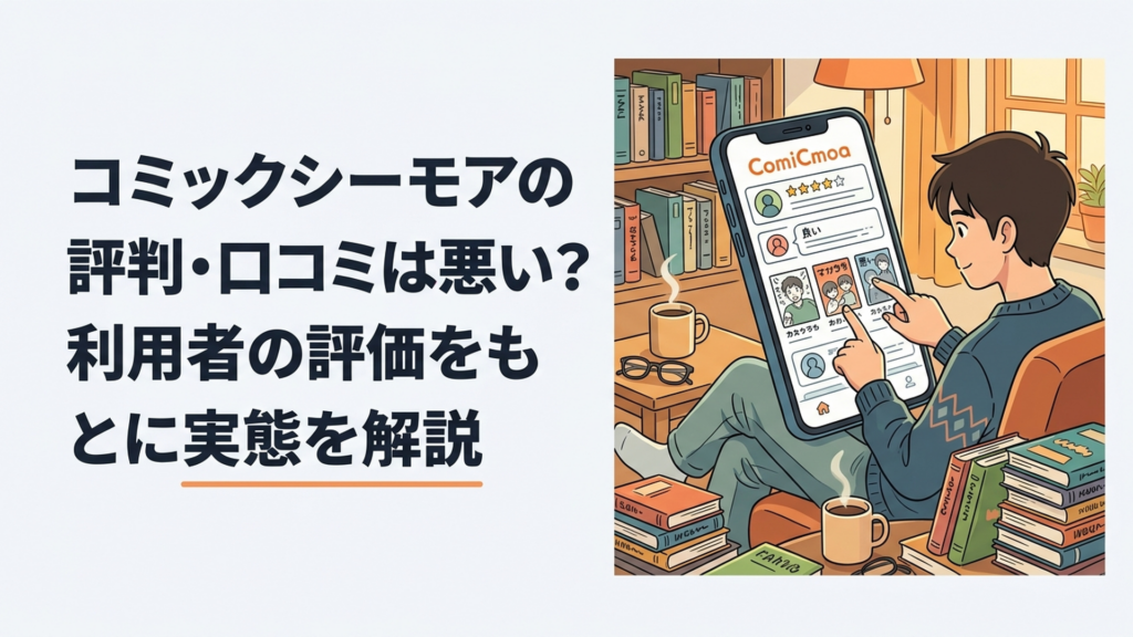 スマートフォンでコミックシーモアの評判や漫画ラインナップを確認する漫画好きの読者