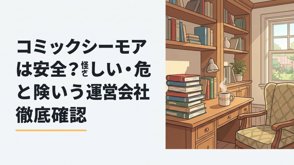 スマートフォンでコミックシーモアの安全性や運営会社を確認している漫画好きの男性