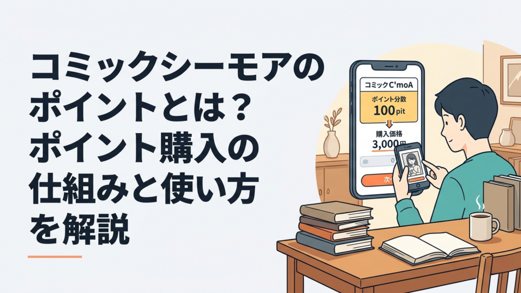 スマートフォンでコミックシーモアのポイント残高と漫画の購入価格を見比べている様子