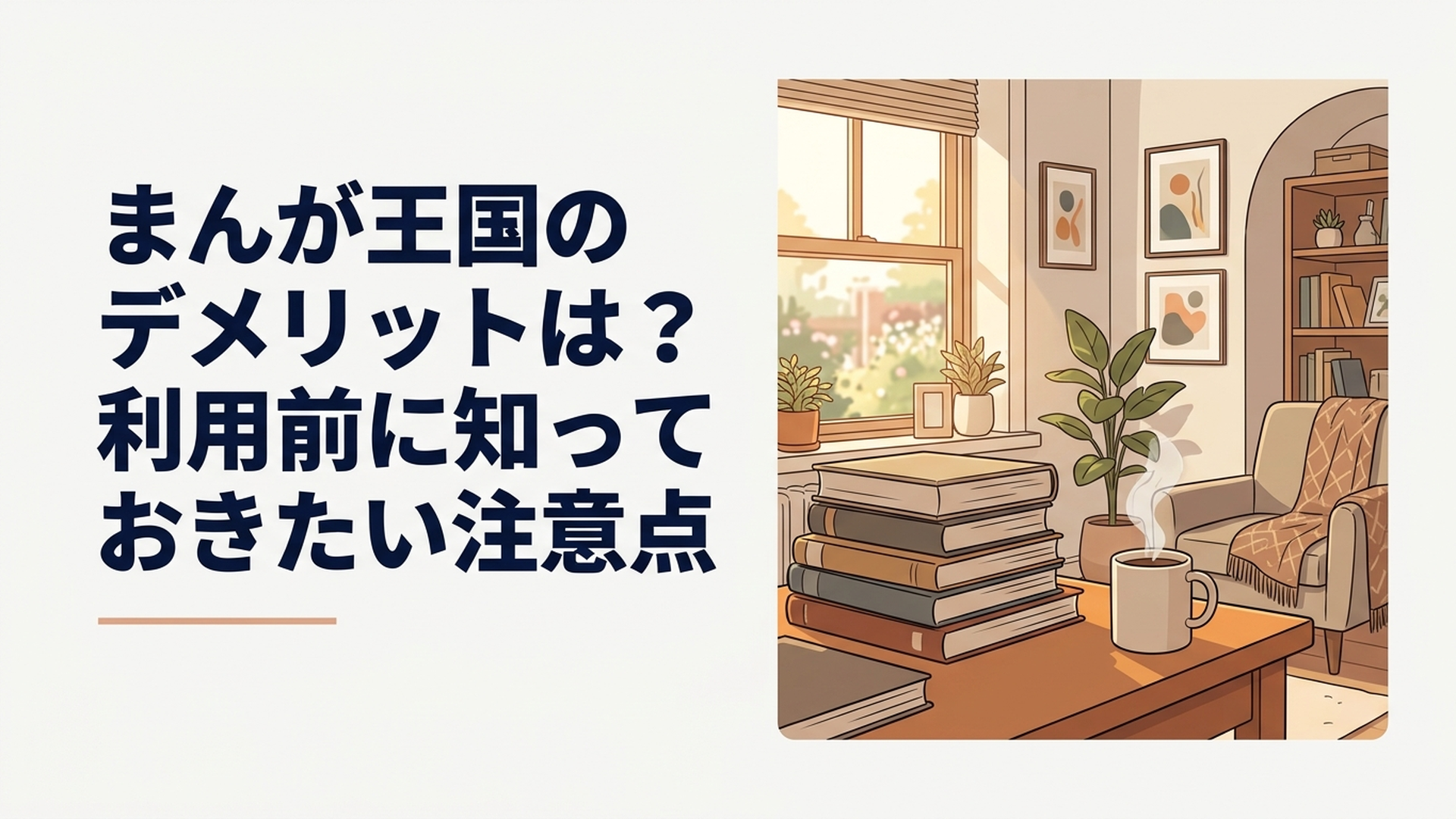 スマートフォンを見ながらまんが王国の4つのデメリットを比較している漫画好きの人物
