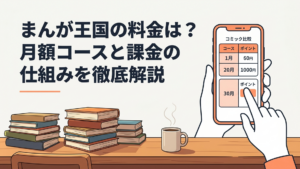スマートフォンでまんが王国の月額コースとポイント料金を比較する漫画好きの読者