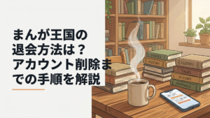 スマートフォンでまんが王国の月額コース削除とアカウント削除の違いを確認している場面