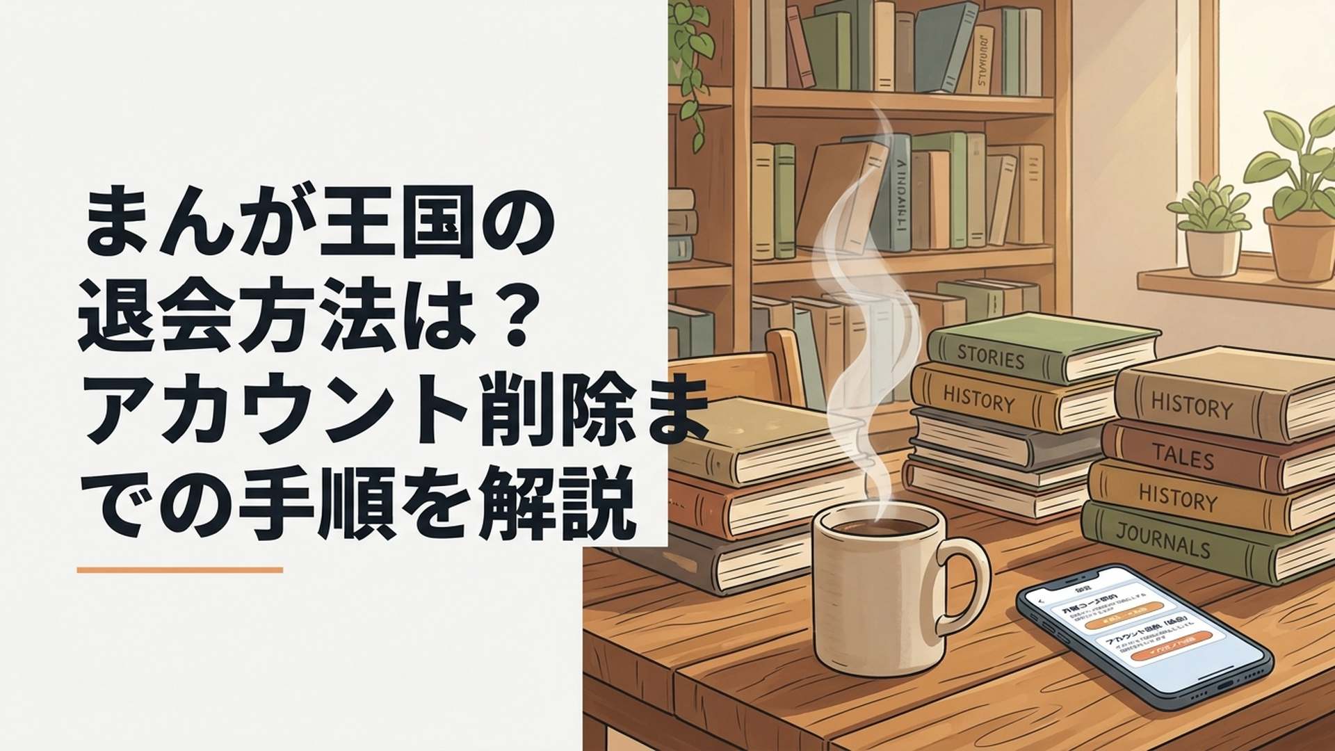 スマートフォンでまんが王国の月額コース削除とアカウント削除の違いを確認している場面