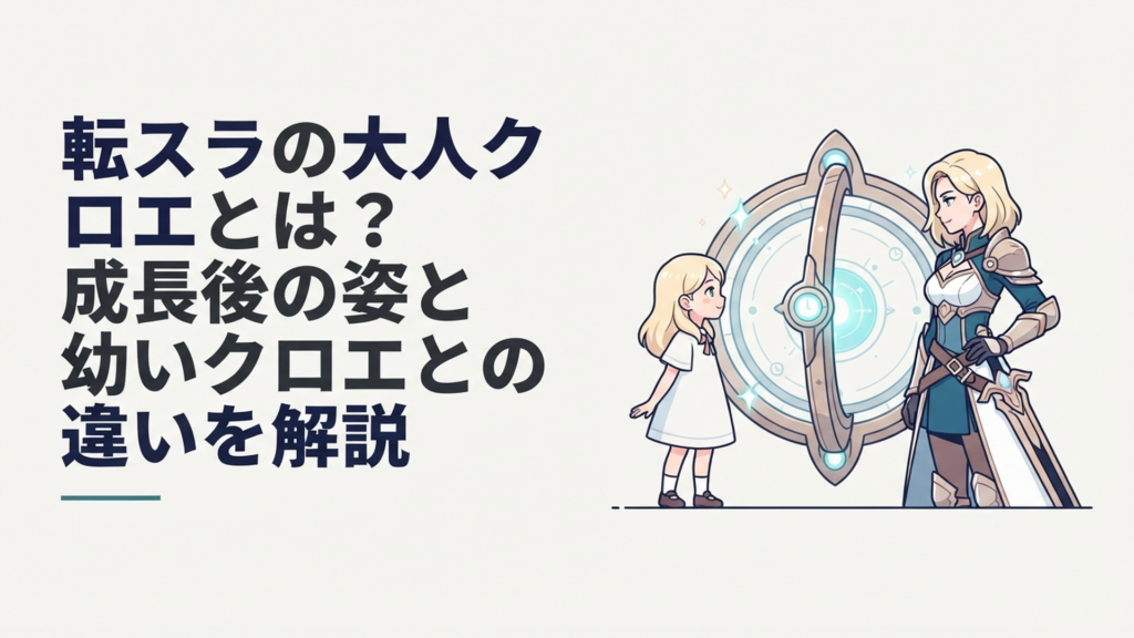 幼いクロエと成長した勇者姿のクロエが巨大な時の輪を挟んで向かい合う幻想的なシーン