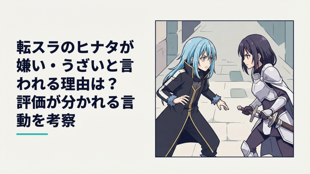 リムルとヒナタが互いを警戒しながら向かい合う緊張感のある対峙シーン