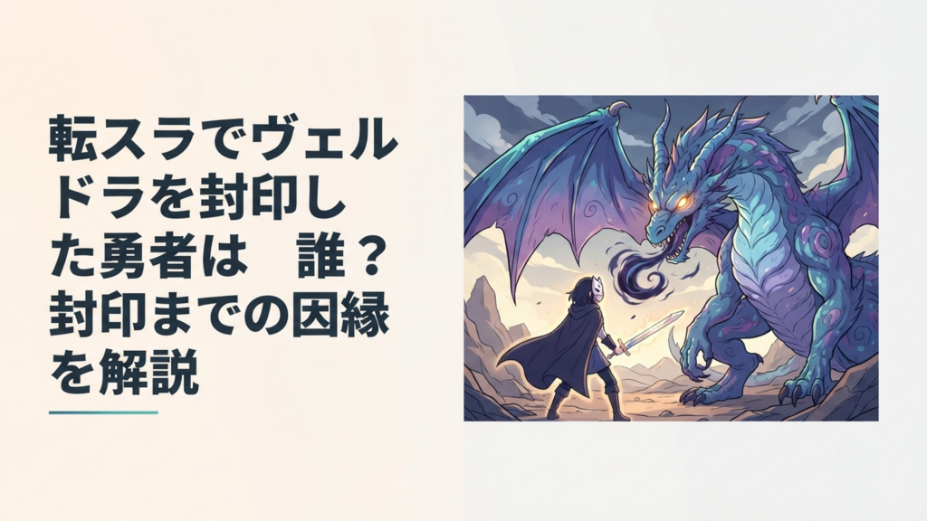 巨大な暴風竜ヴェルドラと仮面をつけた勇者クロノアが対峙する緊迫した場面