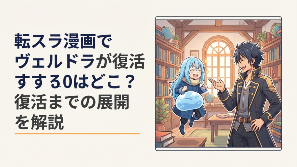 人型で復活した暴風竜ヴェルドラと盟友リムルが再会する場面