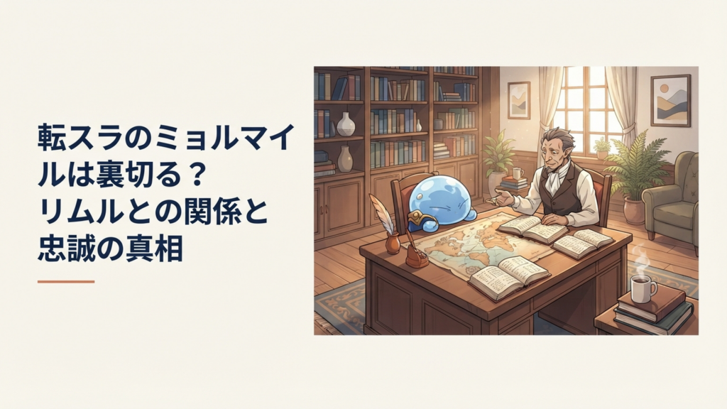 リムルとミョルマイルが帳簿と世界地図を広げテンペストの経済構想を相談する場面