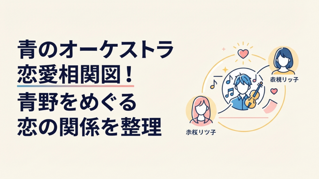 青野一を中心に秋音律子と小桜ハルの恋心が交差する青春オーケストラのイメージ