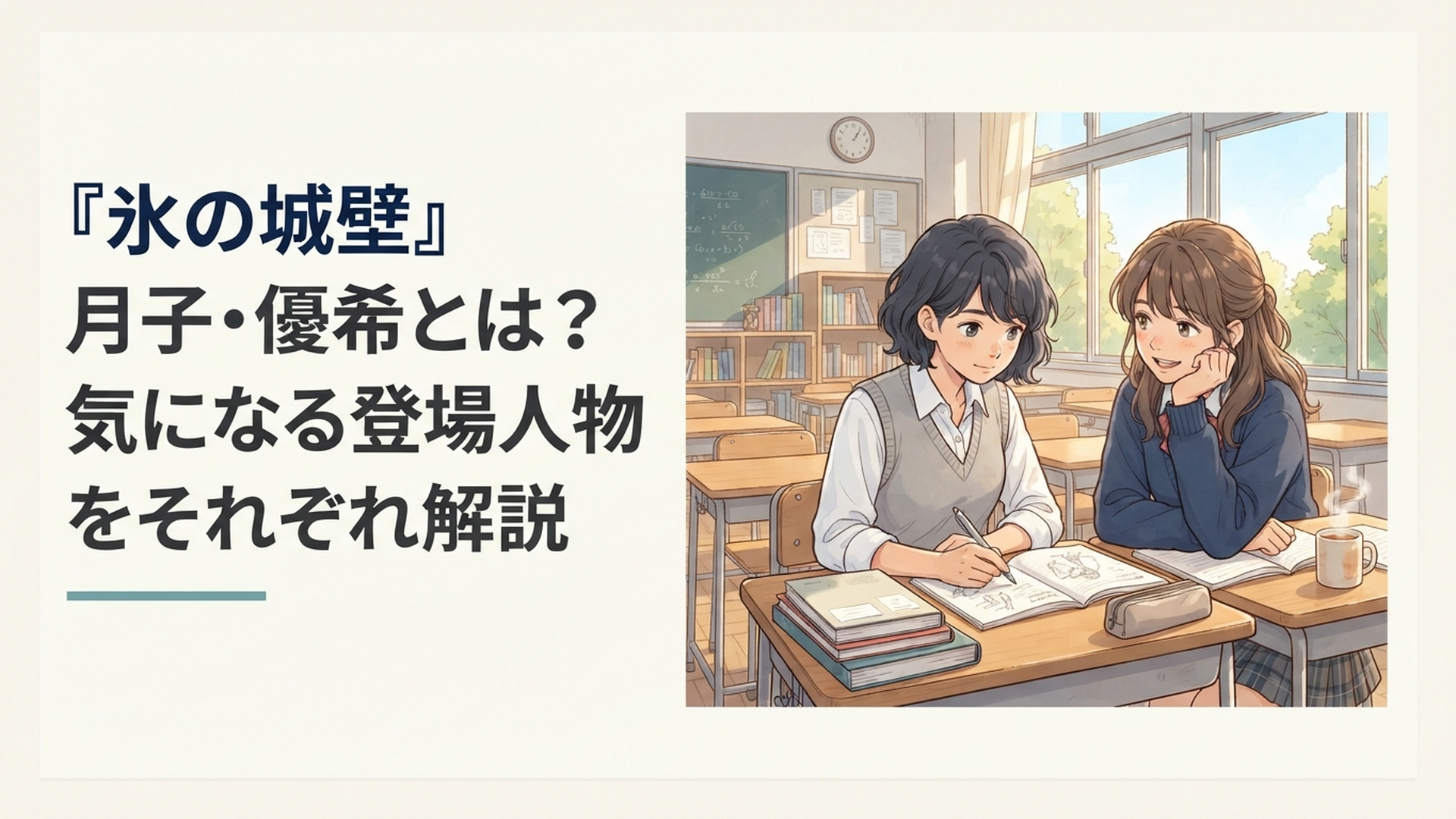 『氷の城壁』の霜島月子と安曇優希をイメージした高校生活の青春群像シーン