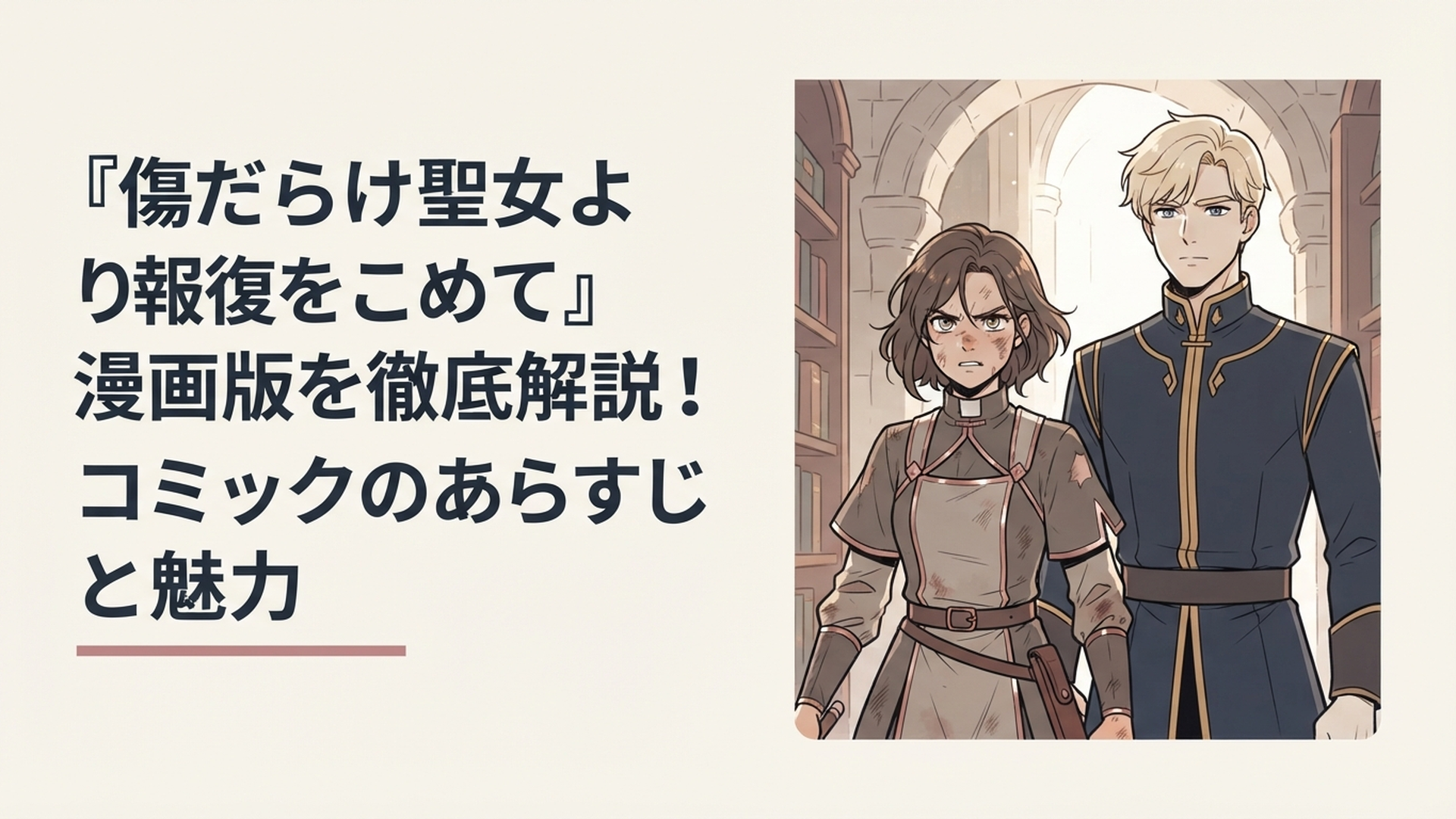 傷つきながらも強い決意を宿した聖女候補ルーアと第二王子スウェンが並び立つロマンスファンタジー風の場面