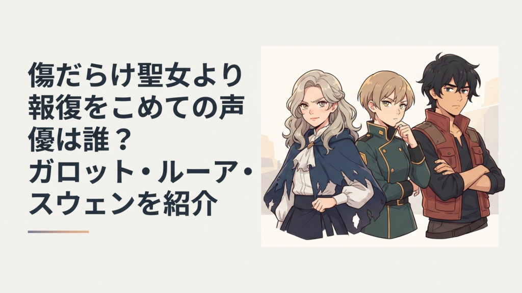 ルーアとスウェンとガロットをイメージした復讐ロマンスアニメの主要人物たち
