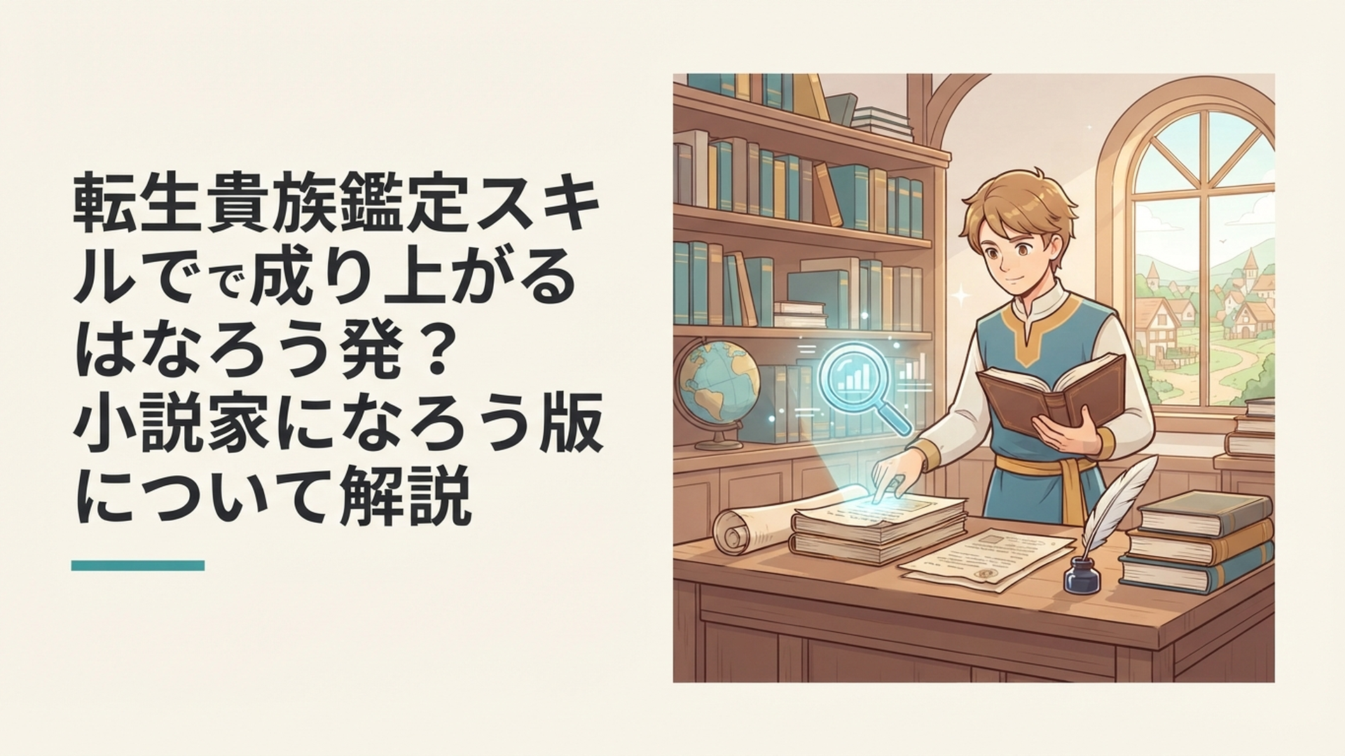 鑑定スキルで逸材を見つけながら領地を発展させていく若き貴族アルスをイメージした場面