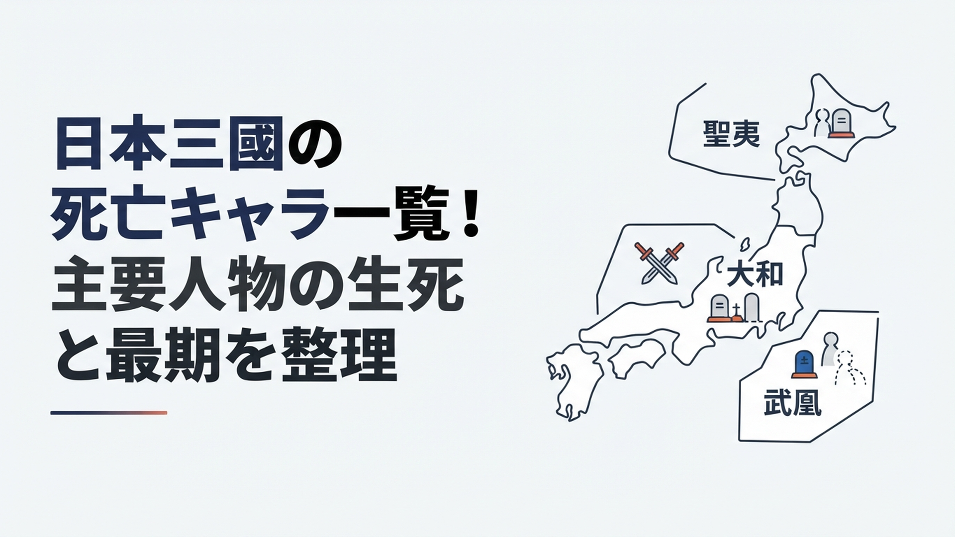 三国に分裂した近未来日本を背景に大和・聖夷・武凰の死亡人物を整理するイメージ