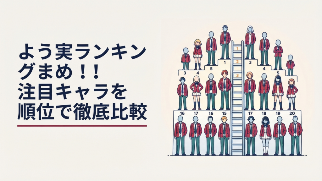綾小路清隆と高円寺六助を中心に実力者20人が並ぶよう実最強ランキングのイメージ
